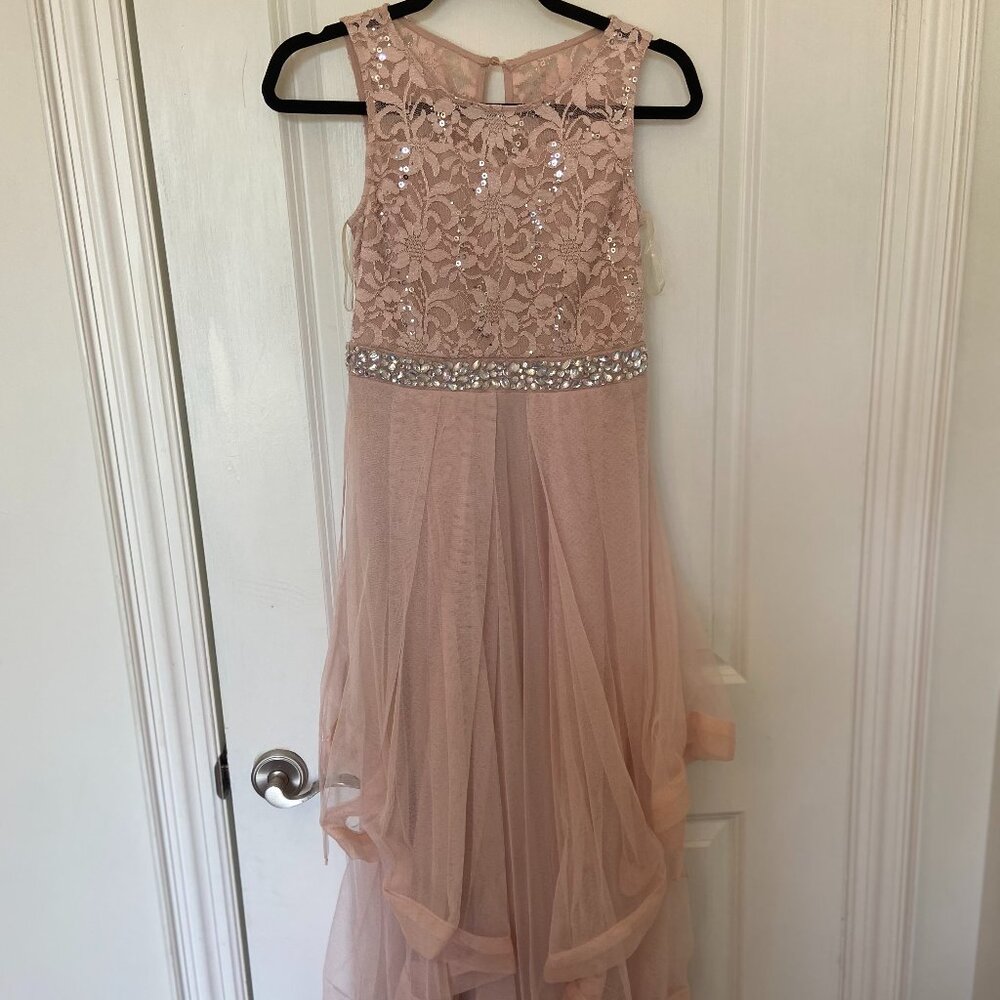 Speechless Kids Sleeveless Floor-Length Dress–Size 16 - Lace Top & Layered Skirt